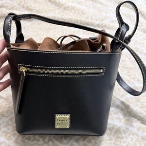 Dooney & Bourke Black and Brown Crossbody Bag small bucket